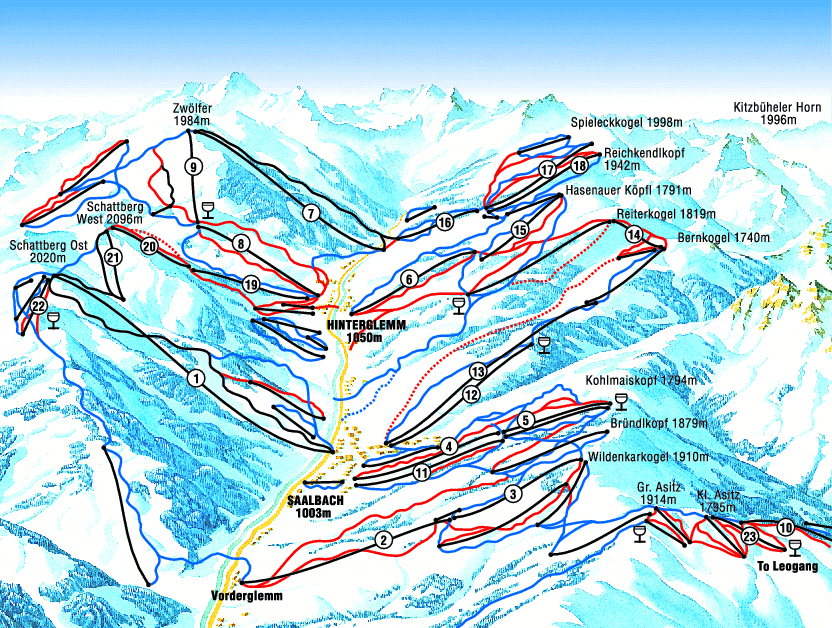 Saalbach Piste Map 2 